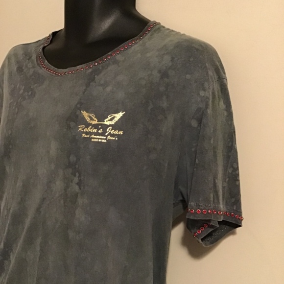 😎#290, Robins Jeans, new cond. chest=20/length=29, see pic red encrusted jewel - Picture 3 of 4